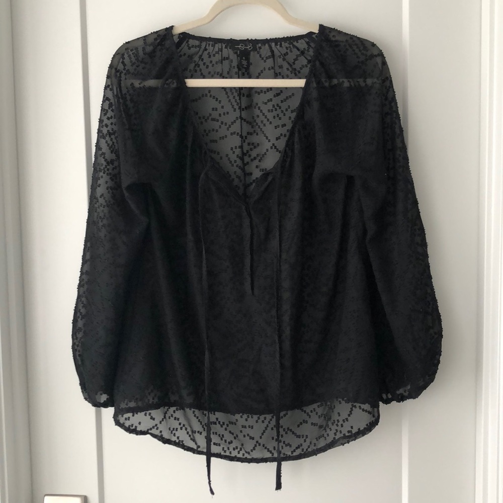 Sheer Black Top with Puffy Sleeves
